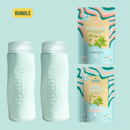 Wondr Liquids Starter Kit - Shampoo & Body Wash - Herbalicious